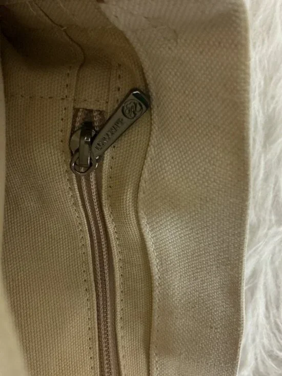 Longchamp Roseau Essential Ivory Black Polka Dot Fabric Small Bucket Bag - Picture 12 of 12